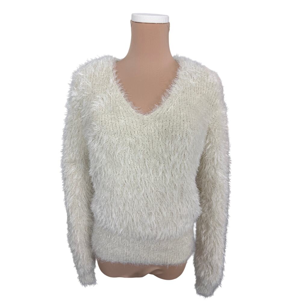 By Together Fuzzy Cream Sweater Small Fairy Core